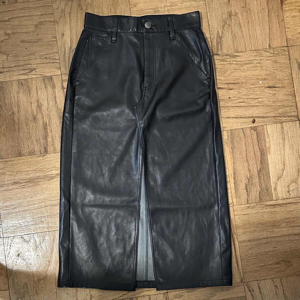rag & bone Black Leather Skirt